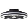 Schwarze LED-Deckenleuchte Palmero mit Ventilator, Ø 46,6 cm. Multifunktionale Lampe mit vielen Lichtoptionen.