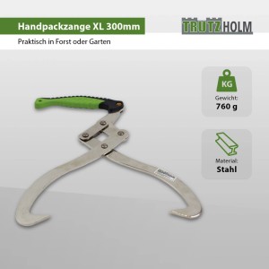 TRUTZHOLM Handpackzange XL, 300mm Maulöffnung, Stahl, Gartenhandgerät zum Heben von Holzstämmen.