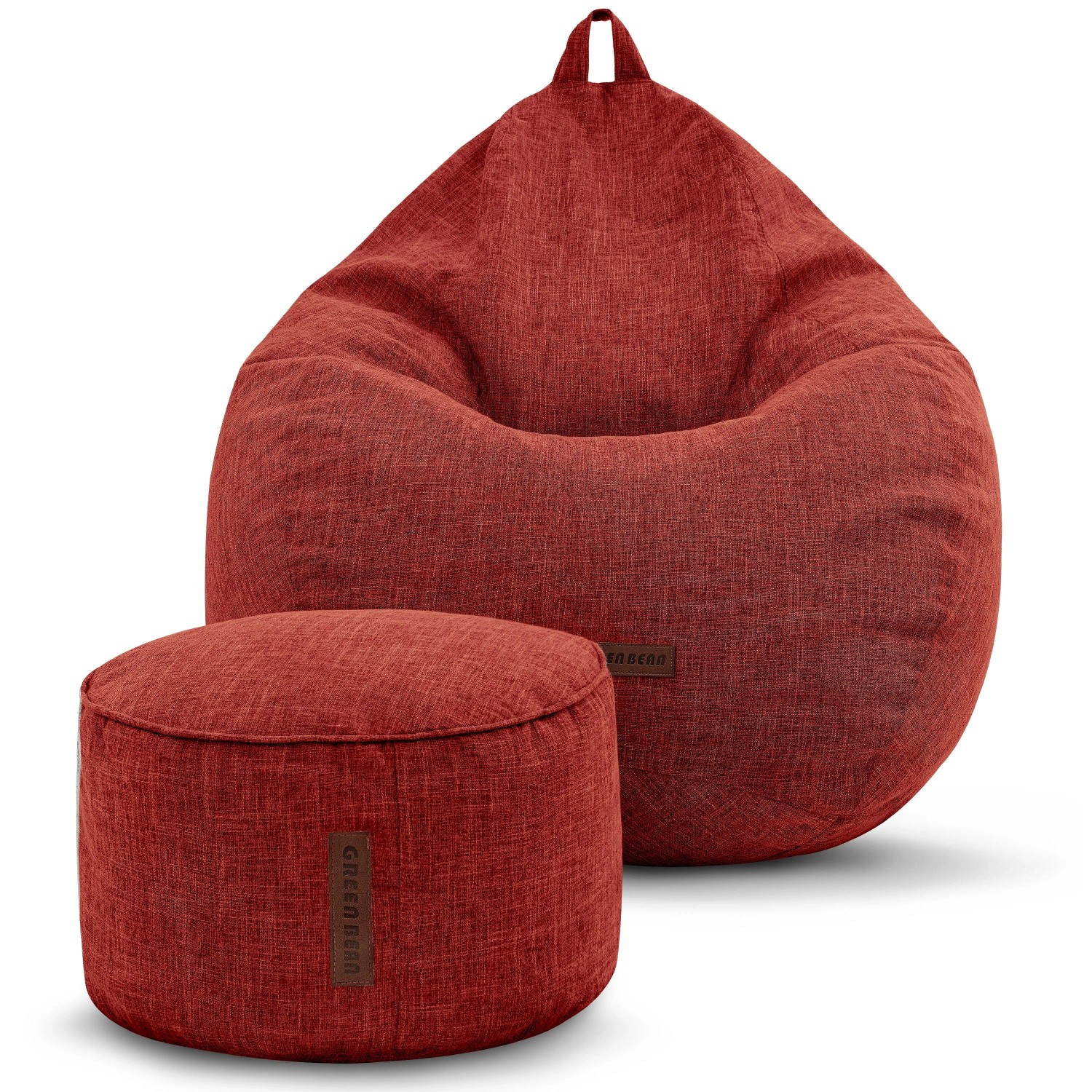 Green Bean Sitzhocker Motiv-Sitzsack 100 x 50 x 120 cm Linen Waschbarer Bezug Rot