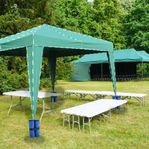 Blaues Relaxdays Pavillon Sandsack 4er Set aus Polyester zur Beschwerung von Partyzelten.
