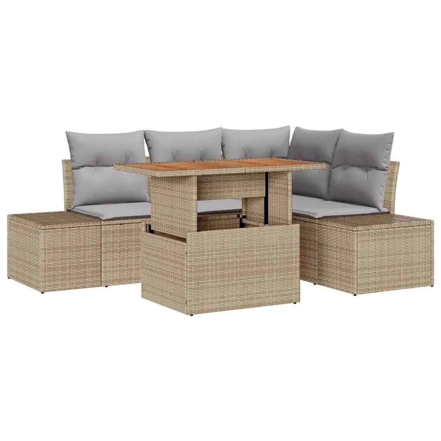 vidaXL Garten-Sofa-Set mit Kissen 5-Tlg Beige und Grau 3349958