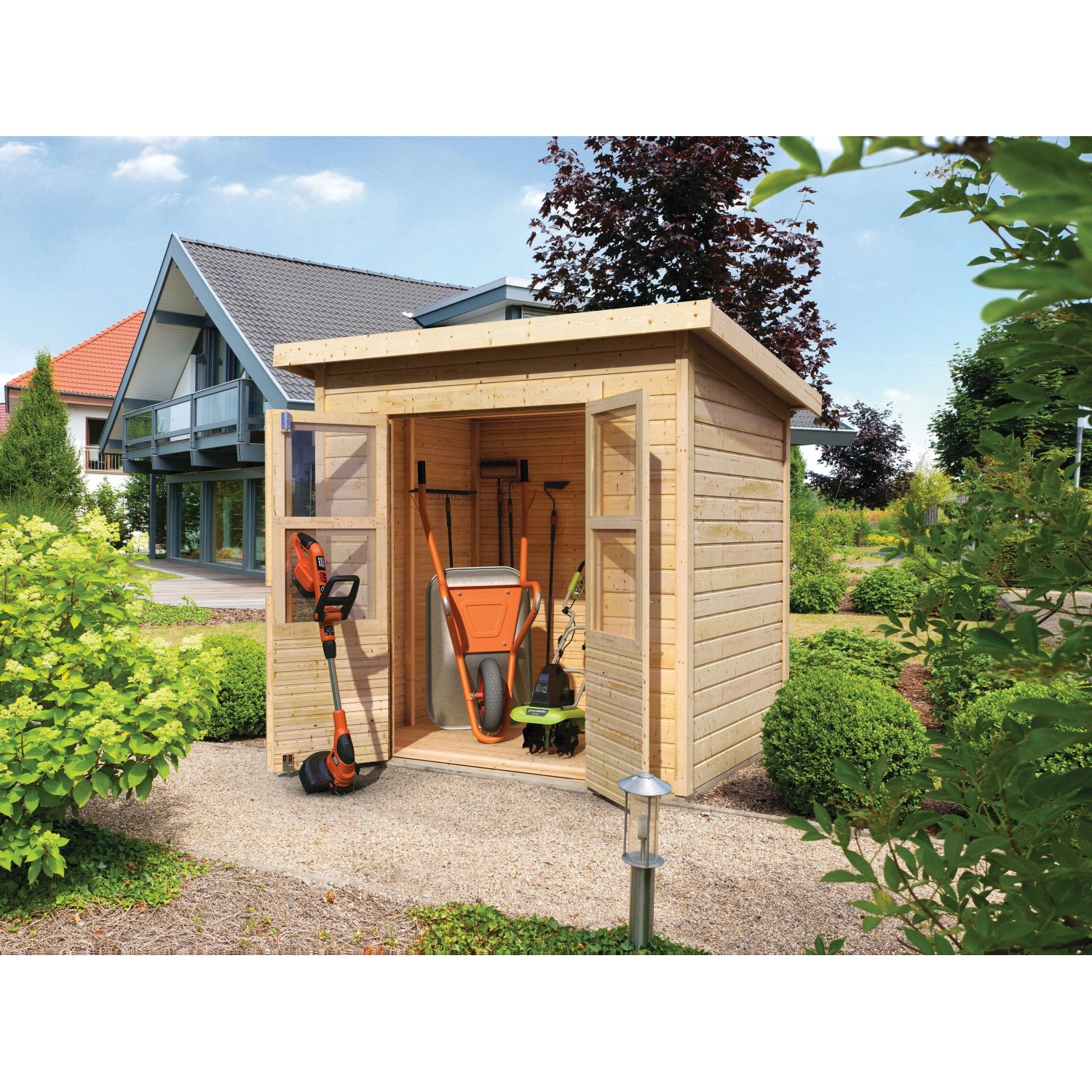 Karibu Gartenhaus Merseburg 14 mm Wandstärke BxTxH 240 x 175 x 220 cm Natur