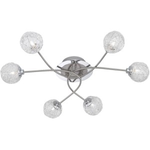Moderne Paul Neuhaus Deckenleuchte Womble, 5-flammig, Stahl mit Drahtgeflecht-Kugeln.