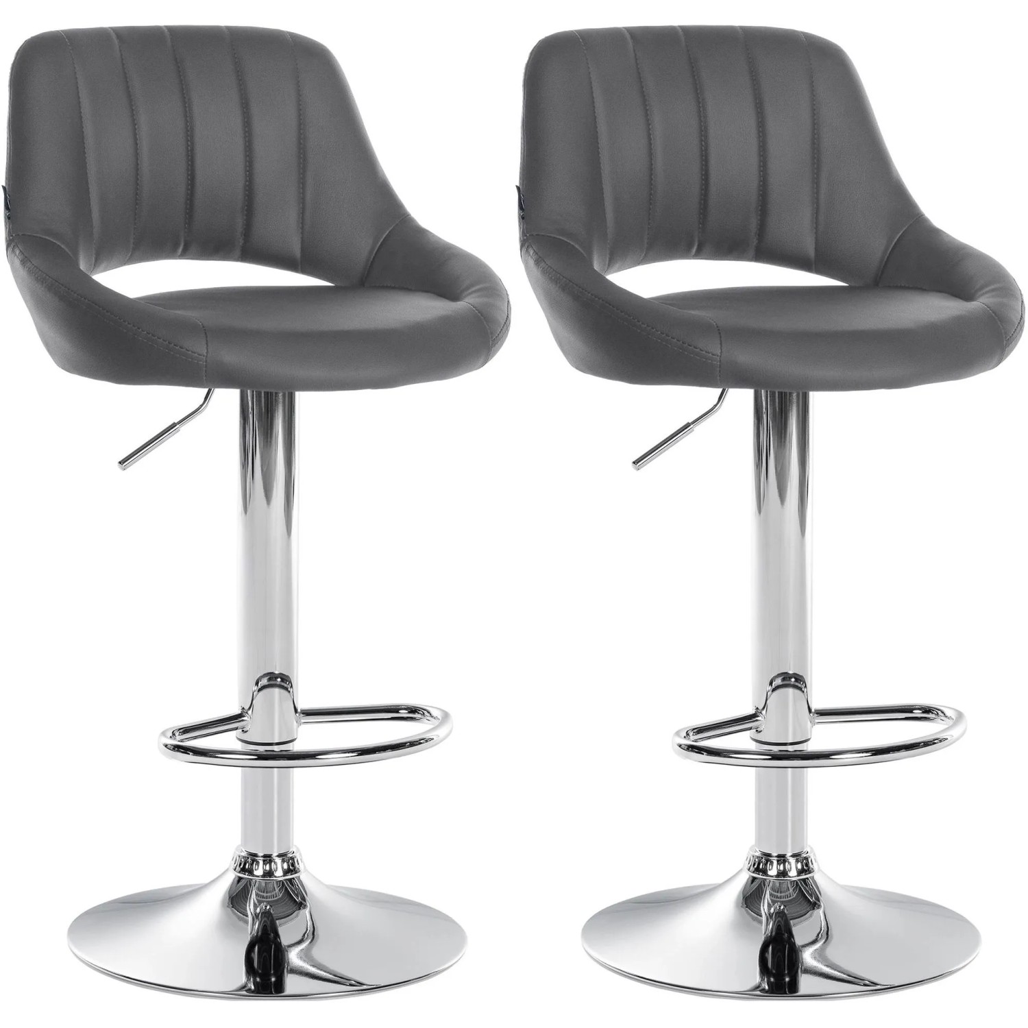 DELUKE 2er Set Barhocker SEGAD Kunstleder Grau 47x48x85cm Silber Barstuhl Höhenverstellbar Mit Lehne Drehbar Tresenhocker Tresenstuhl