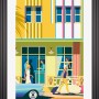 Schwarzer Kunststoffbilderrahmen 50x70 cm mit farbenfrohem Miami-Motiv.