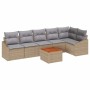 7-teiliges vidaXL Garten-Sofa-Set, beige/hellgrau, mit Tisch und Polstern.