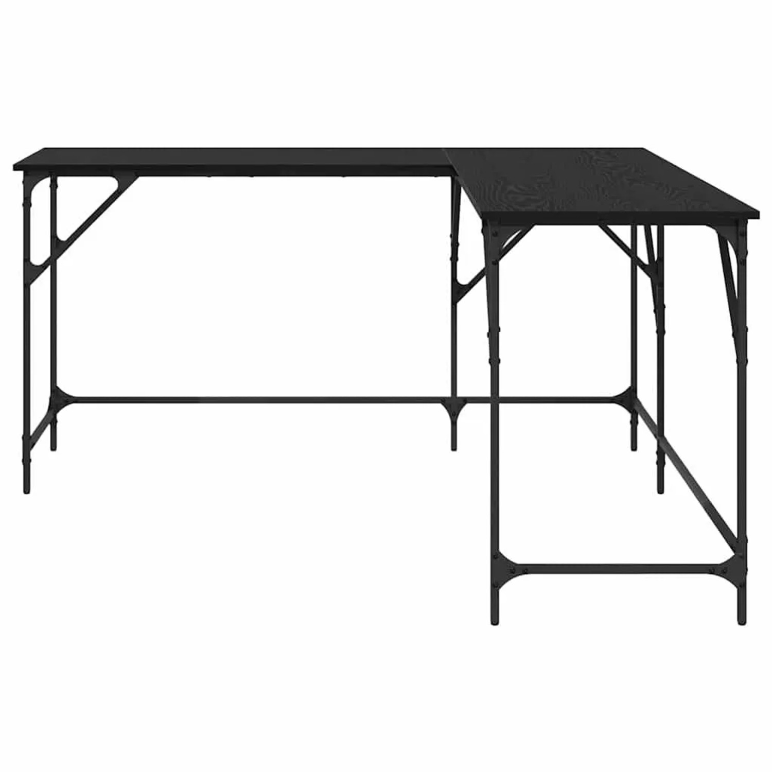 vidaXL Schreibtisch, Eichen-Optik, schwarz, L-Form, 149x149x75 cm. Ideal für Büro und Homeoffice.