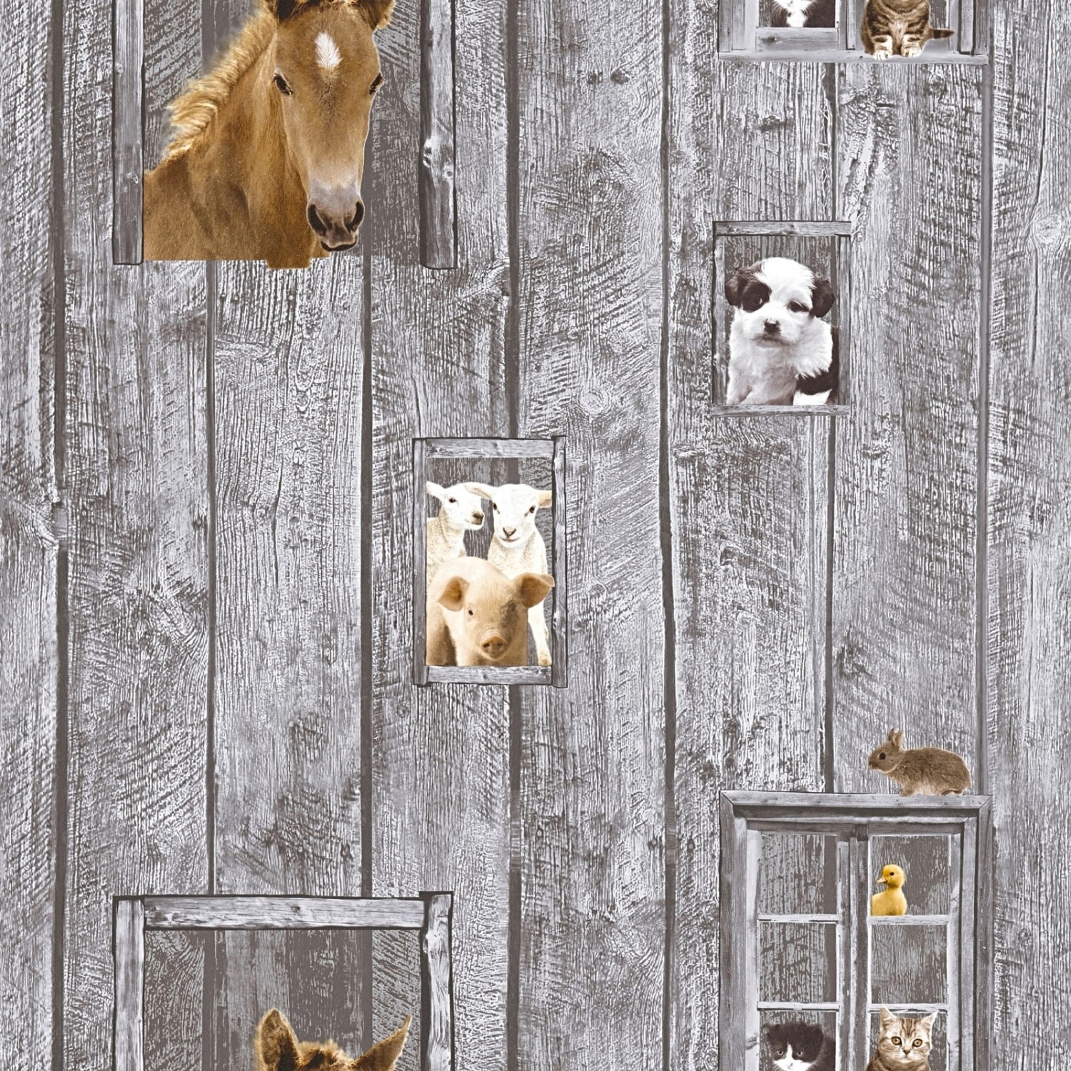 Bricoflor Bauernhof Tapete mit Pferden Tier Tapete mit Hunden und Schafen Ideal für Kinderzimmer Jungen und Mädchentapet