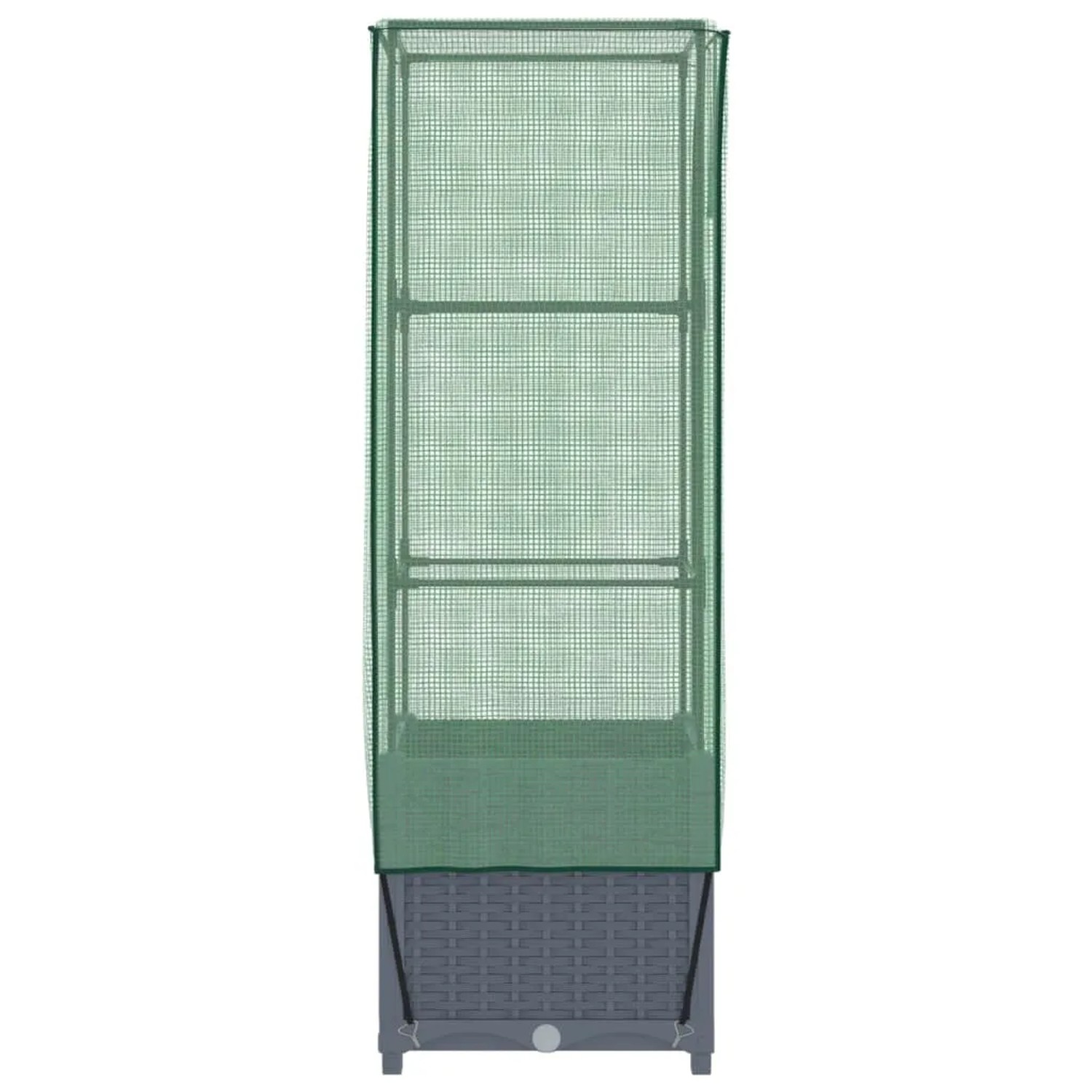 VidaXL Hochbeet mit Gewächshaus-Aufsatz, Rattan-Optik, 40x40x139 cm, dunkelgrau/grün.