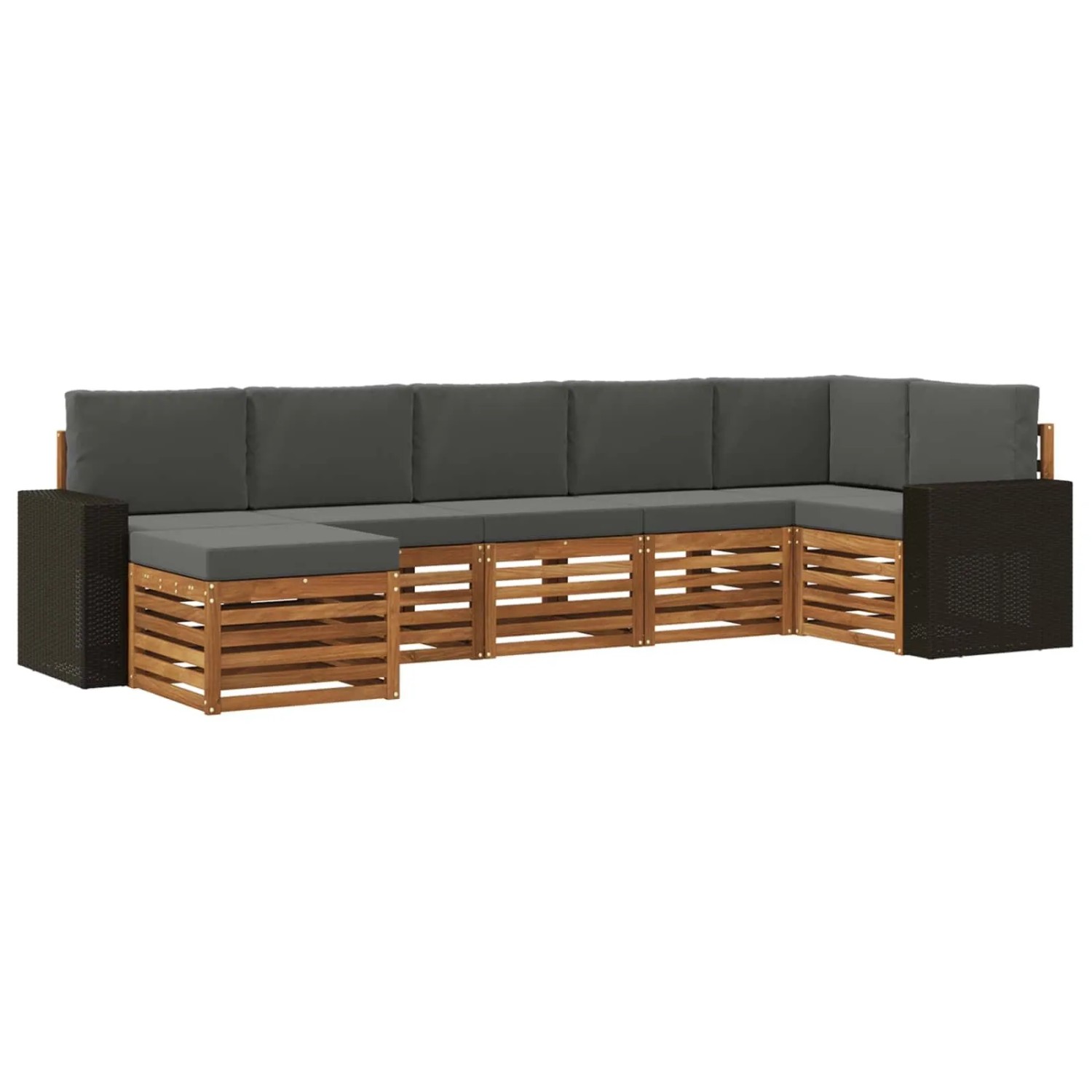 vidaXL Ecksofa Set 7 Stk Natur und Anthrazit Massivholz Akazie 3384633
