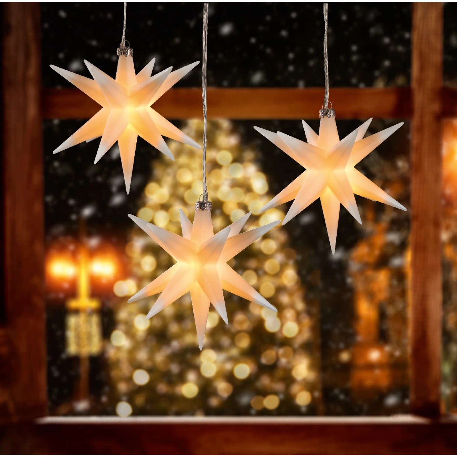 HGD LED Sterne für außen, Weihnachtsbeleuchtung 3er Set Ø 12 cm Weiß kaufen bei OBI