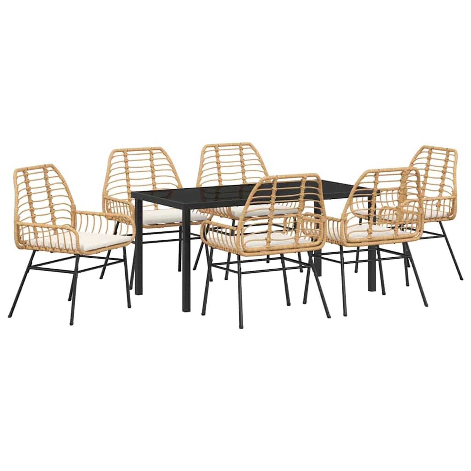 vidaXL Garten Essgruppe 7-Tlg Braun Poly Rattan 3380866 günstig online kaufen