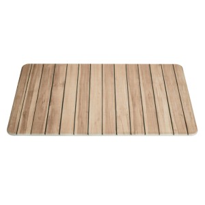 WENKO Badematte Diatomit Lepiana, 60x39 cm, in heller Holzoptik. Rutschfester, schnelltrocknender Badteppich.