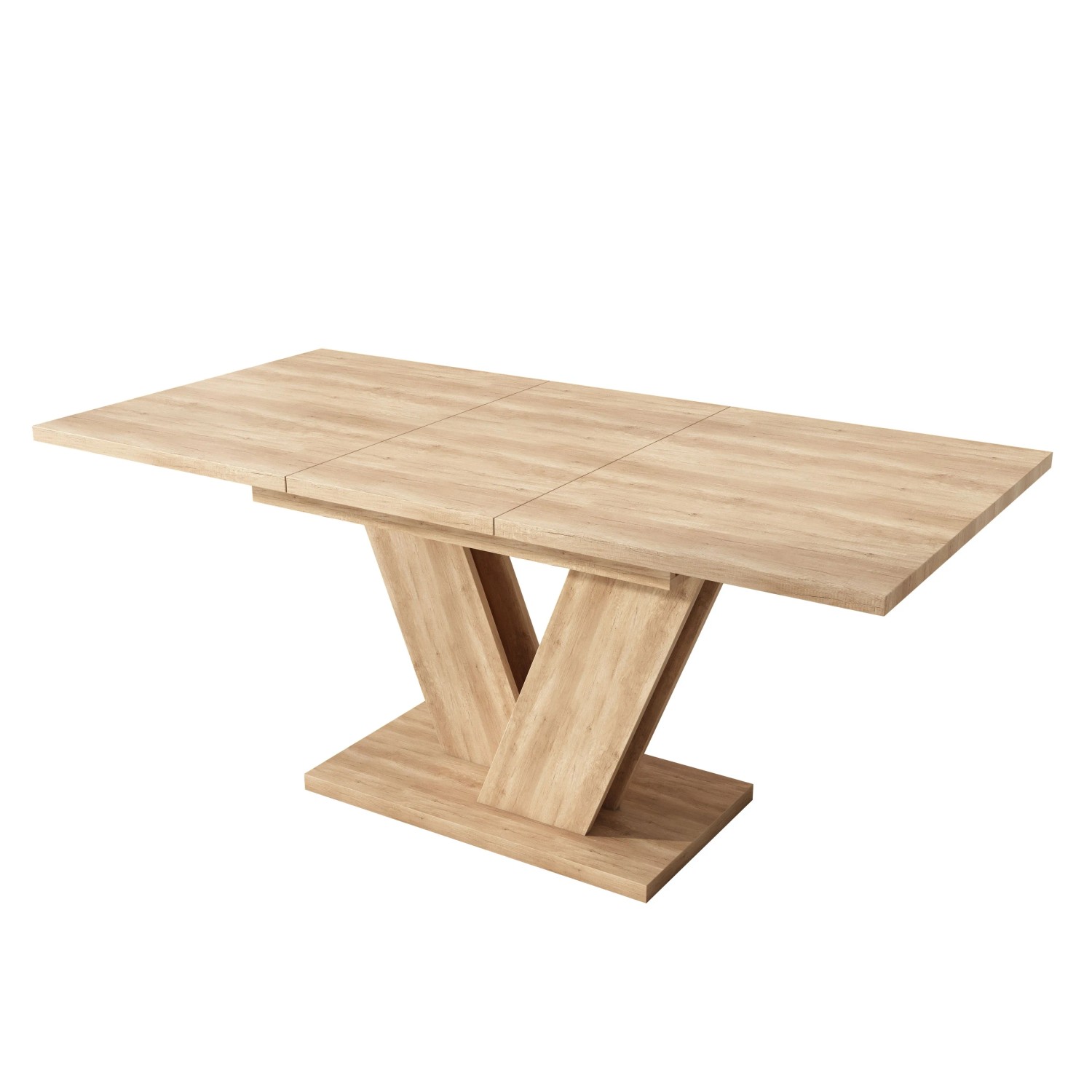 okwish Esstisch Rechteckig/Ausziehbar/V-Förmige Beine für 4-6 Personen 120/160 × 80 cm Natur