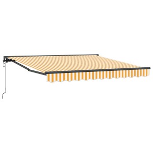 vidaXL Einziehbare Markise, gelb-weiß gestreift, 350x250 cm. Ideal für Terrasse und Garten.