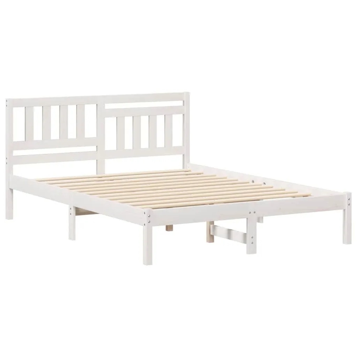 vidaXL Bettrahmen mit Kopfteil Weiß 140 x 190 cm Massives Kiefernholz 872237