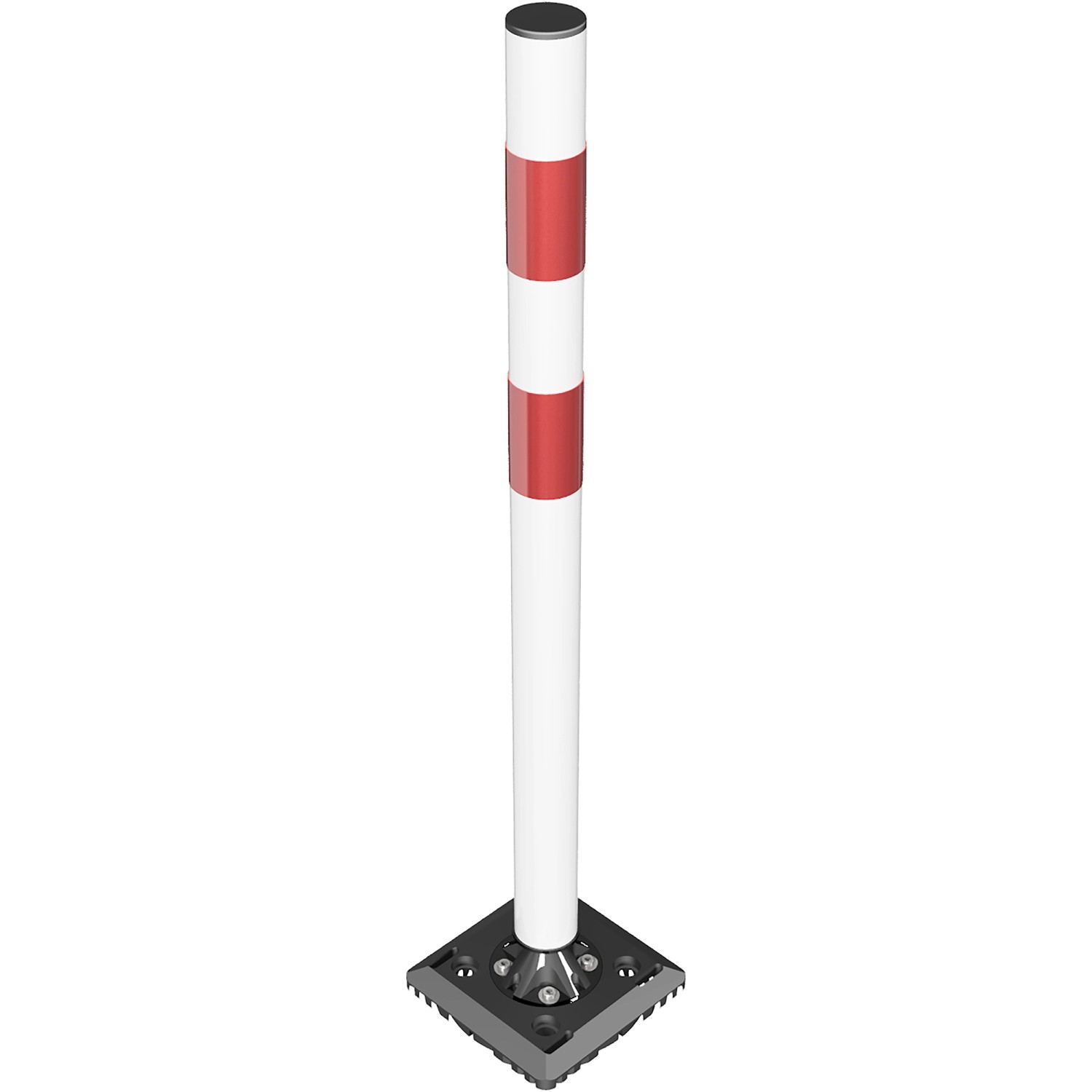 Schake Kickback-Poller Ø 60 mm Grundplatte Aufdübeln Weiß-Rot