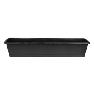 BigDean 2er Set Blumenkasten Mit Untersetzer 60 Cm Lang Anthrazit Aus PP Kunststoff Balkon Pflanzkasten Schmal Balkonkasten BigDean 2er Set Blumenkasten mit Untersetzer 60 cm lang anthrazit - aus PP-Kunststoff - Balkon Pflanzkasten schmal Balkonkasten