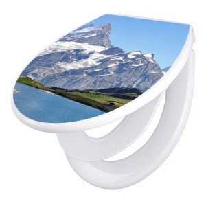 Banjado Familien WC-Sitz mit Alpen-Motiv. Klodeckel mit integriertem Kindersitz und Absenkautomatik.