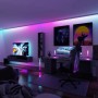 Zwei Paulmann LED Lichtsäulen im Gaming-Zimmer mit Farbwechsel für stimmungsvolle Beleuchtung.
