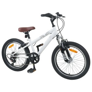Weißes 20-Zoll-Mountainbike von vidaXL mit 6 Gängen für Kinder von 5-8 Jahren.