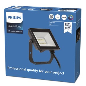 Philips Projectline LED-Außenstrahler, 10W, 4000K, IP65, in Verpackung.