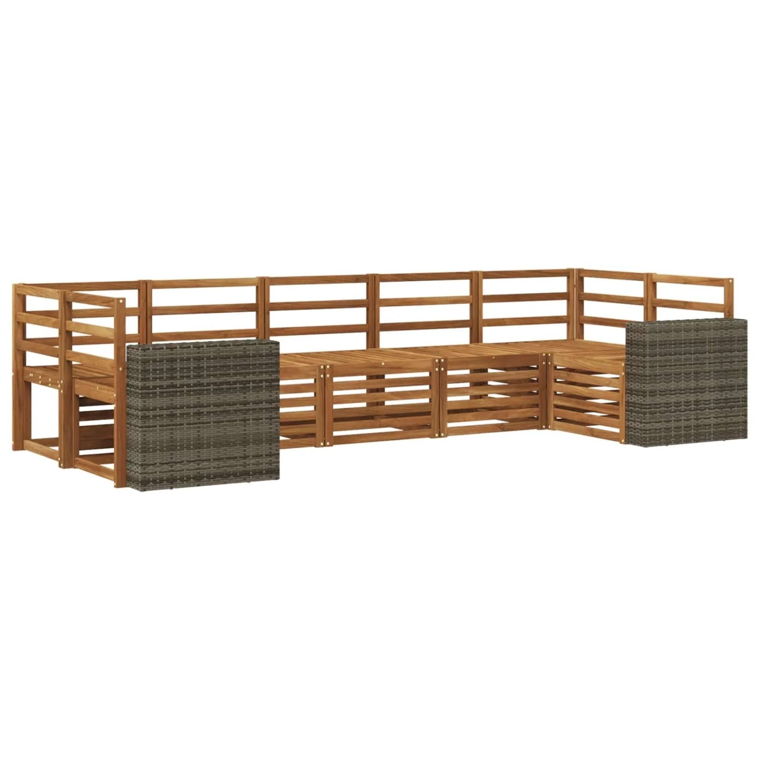 vidaXL Ecksofa Set 7 Stk Natur Massivholz Akazie 3384815