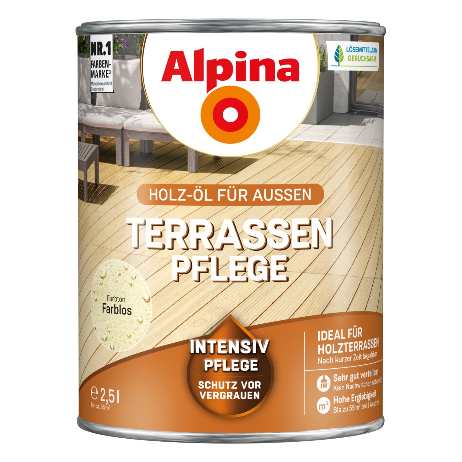Alpina Terrassen-Pflege Farblos seidenmatt 2,5 Liter