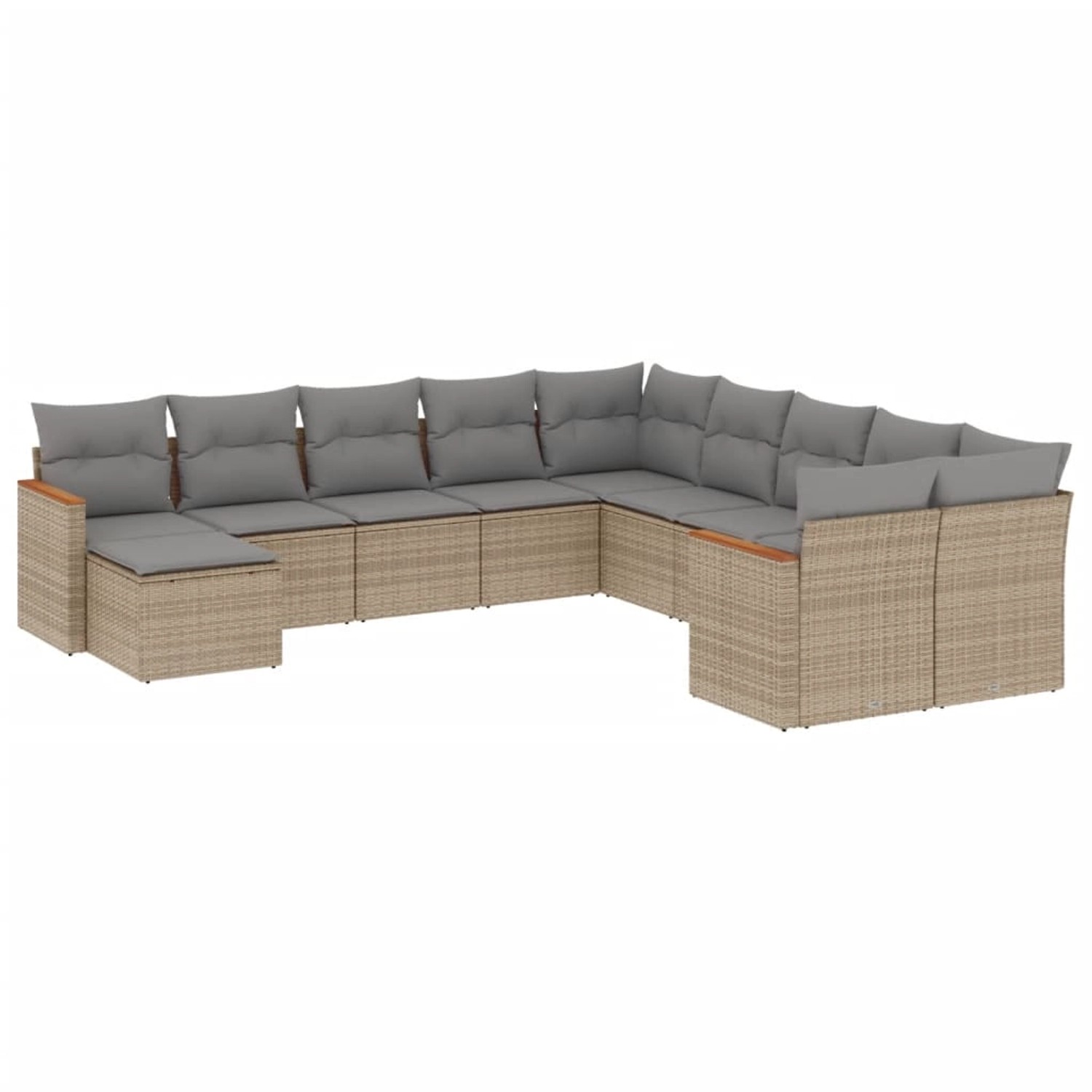 vidaXL 11-Tlg Garten-Sofagarnitur mit Kissen Beige Poly Rattan 3226570