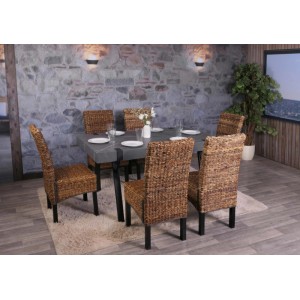 CHEFGASTRO Esszimmerstuhl 6er-Set Korbstuhl Stuhl Malibu Bananengeflecht 96x46x41cm Sitzhöhe 46cm Dunkel Ohne Kissen