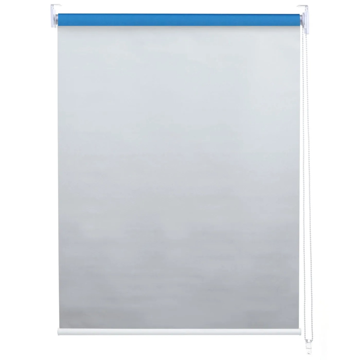 Blaues MCW Rollo, 70x160cm, mit Kettenzug und Thermobarriere für Wand- oder Deckenmontage.