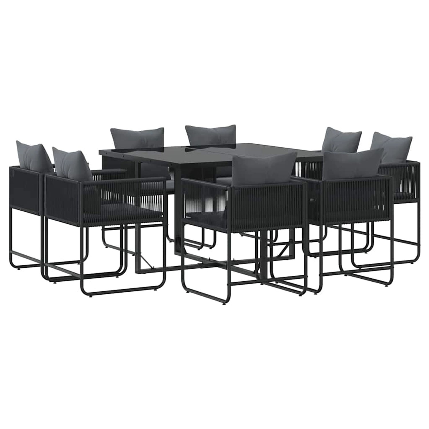 vidaXL Garten Essgruppe 9-Tlg Schwarz Stahl 3335883 günstig online kaufen