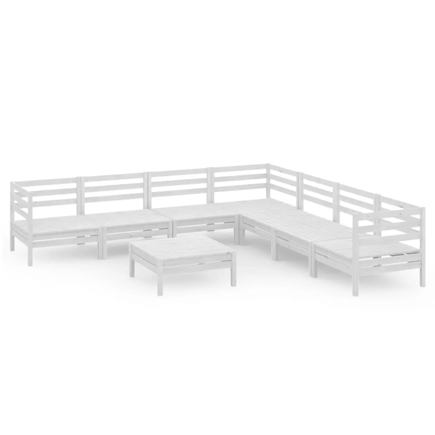 vidaXL 8-Tlg Garten-Lounge-Set Massivholz Kiefer Weiß 3083100