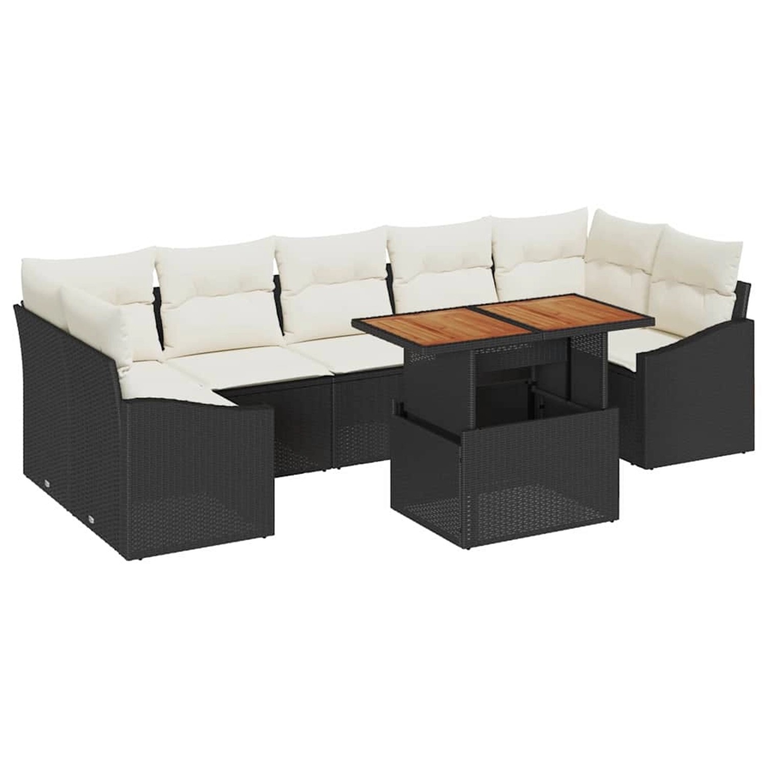 vidaXL Garten-Sofa-Set mit Kissen mit Speicher 8-Tlg Schwarz Beige 3358539 günstig online kaufen