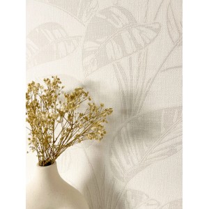 Newroom Vliestapete Bivona Creme Blätter Natur Strukturiert FSC®