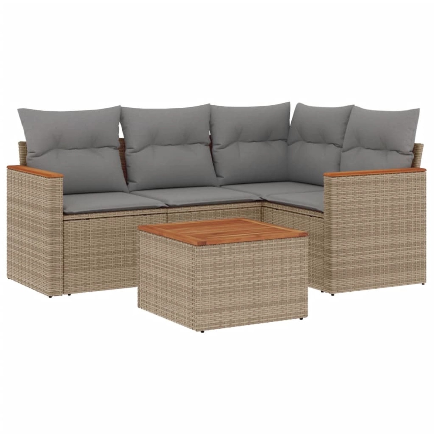 vidaXL 5-Tlg Garten-Sofagarnitur mit Kissen Beige Poly Rattan 3225940 günstig online kaufen