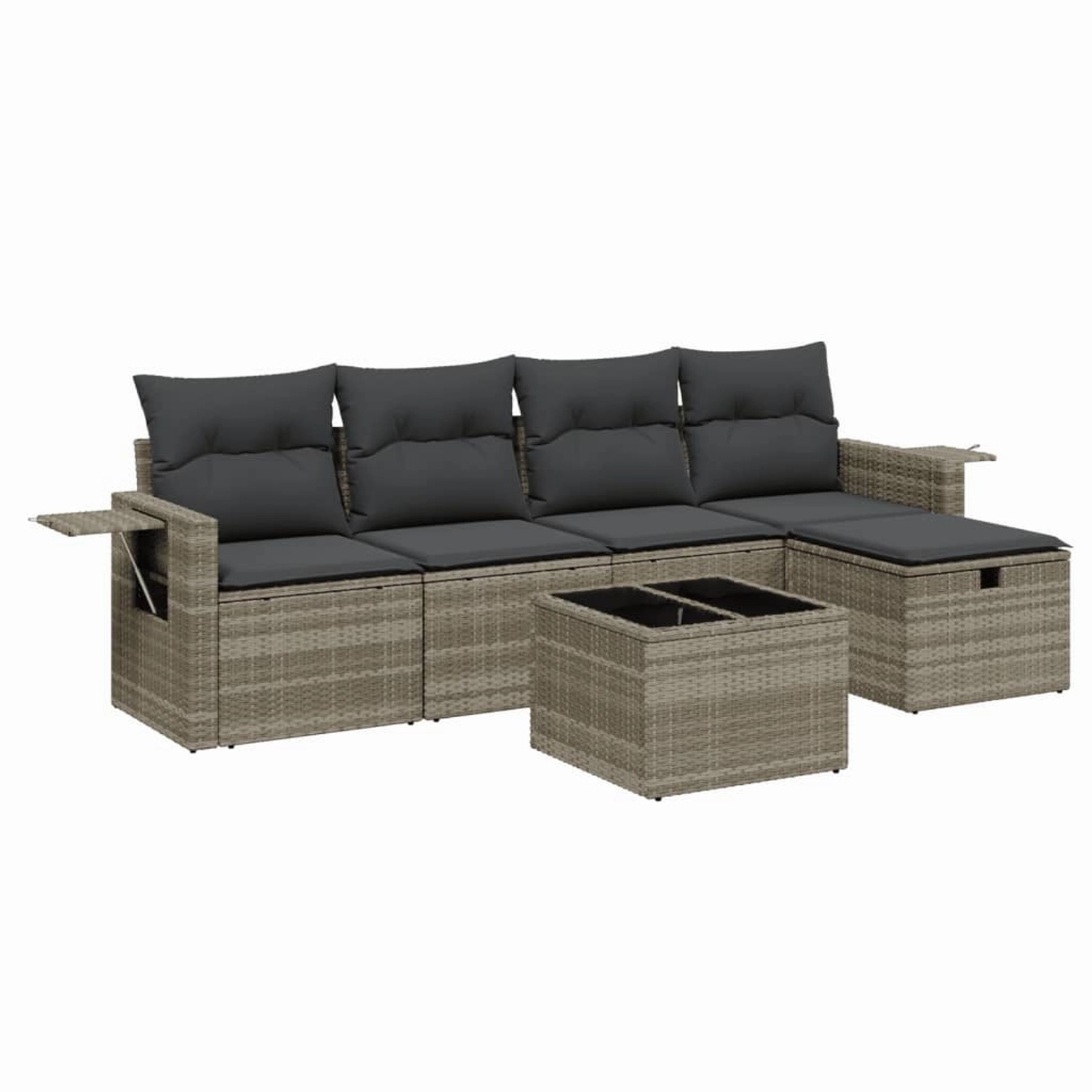 vidaXL 6-Tlg Garten-Sofagarnitur mit Kissen Hellgrau Poly Rattan 3263788 günstig online kaufen