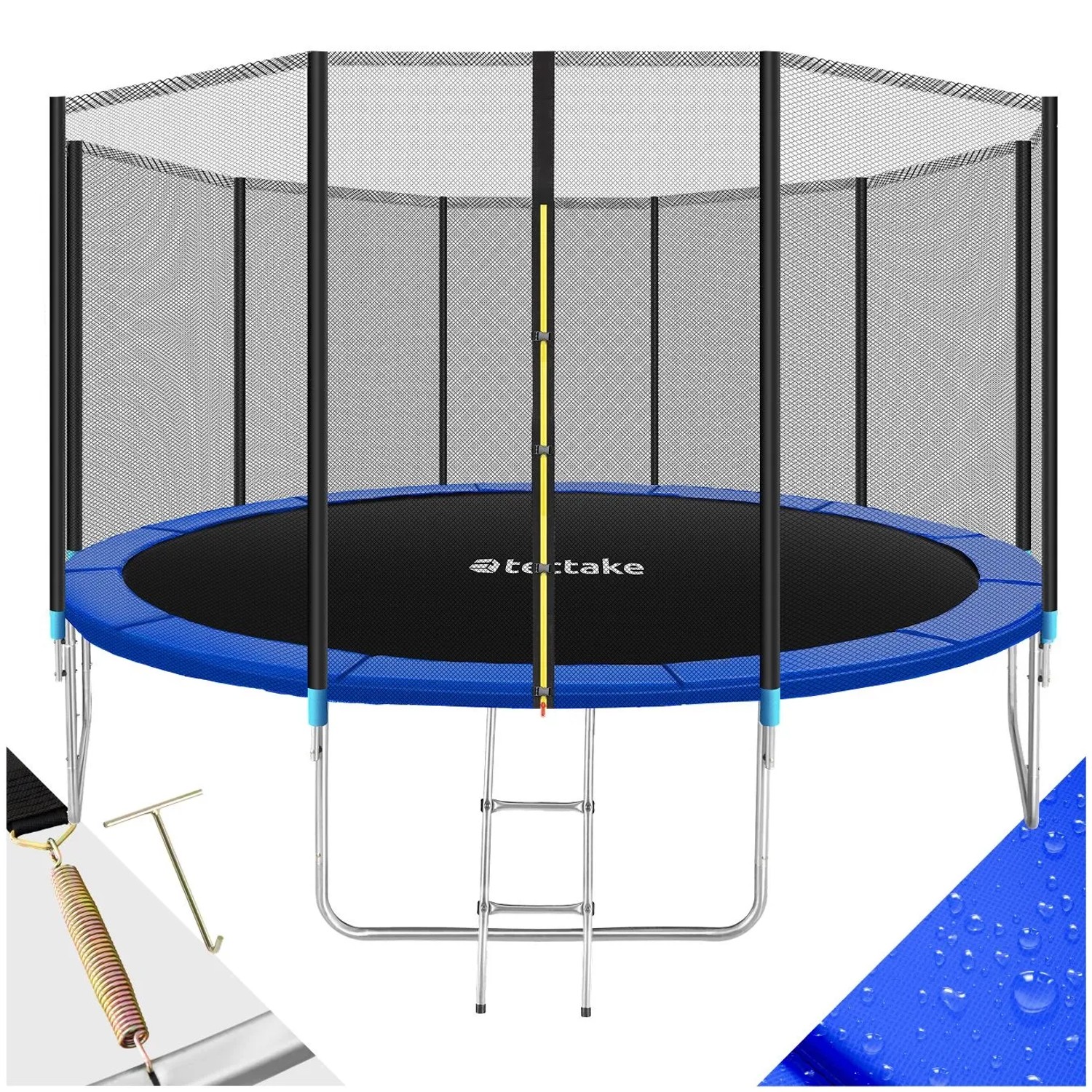 Tectake Trampolin Garfunky Ø 427 cm   Gs Zertifiziert Mit Sicherheitsnetz  427 x 427 x 260 cm Schwarz Blau