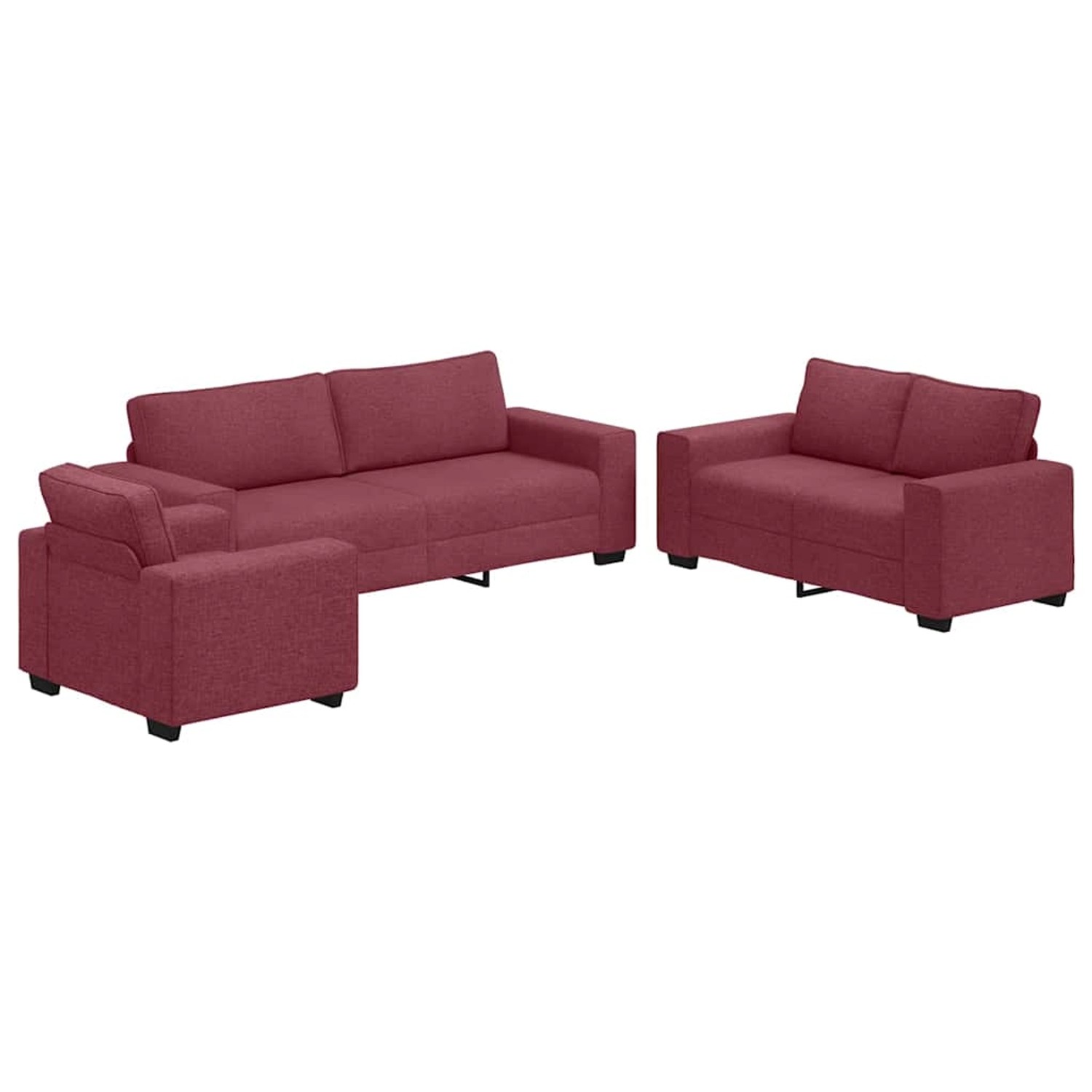 vidaXL 3-Teiliges Sofa-Set mit Kissen Weinrot Stoff 3324652 günstig online kaufen