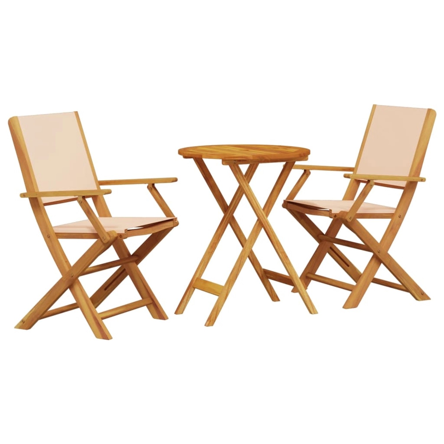 vidaXL 3-tlg Bistro-Set Beige Stoff und Massivholz Modell 5
