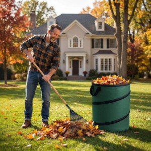 Wiltec 3X Laubsack Rund 100L Grün Pop Up Faltbar 600D-Oxford-Polyester Abfall