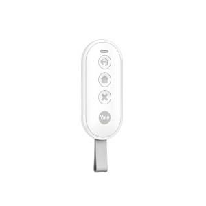 Weiße Yale Fernbedienung zur Alarmschaltung für Smart Alarm Systeme.