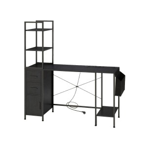 Costway Schreibtisch mit Ladestation & Led-Beleuchtung Schwarz