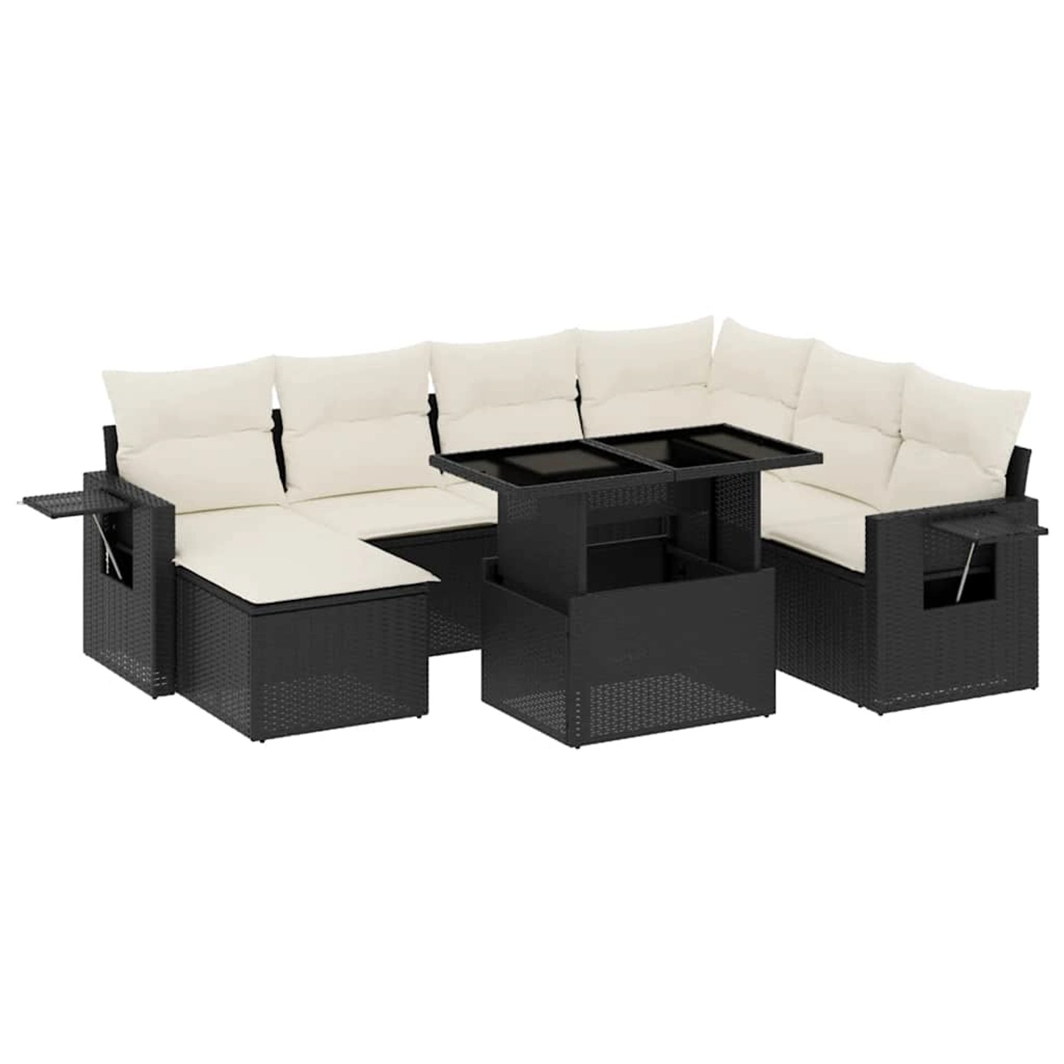 vidaXL 9-Tlg Garten-Sofagarnitur mit Kissen Schwarz Poly Rattan 3268096 günstig online kaufen