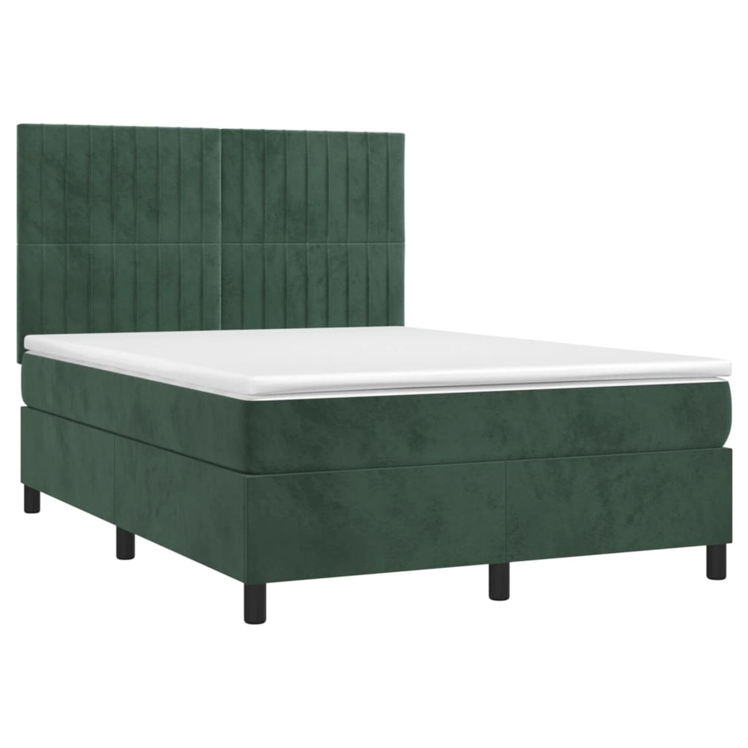 vidaXL Boxspringbett mit Matratze & LED Dunkelgrün 140x200 cm Samt 3136248 günstig online kaufen