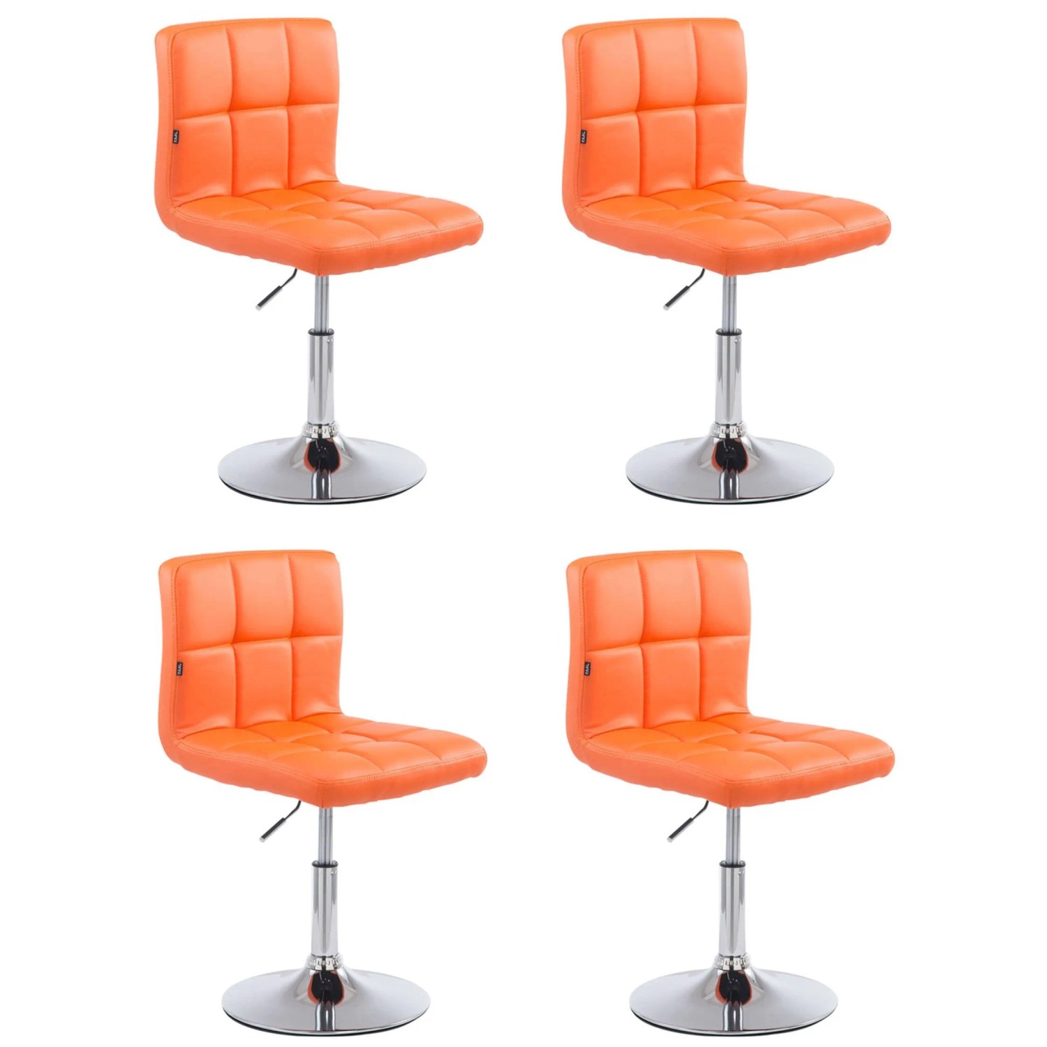 DELUKE 4er Set Barhocker BANGKO Kunstleder Orange 44x49x74cm Barstuhl Höhenverstellbar Mit Lehne Drehbar Tresenhocker Tresenstuhl