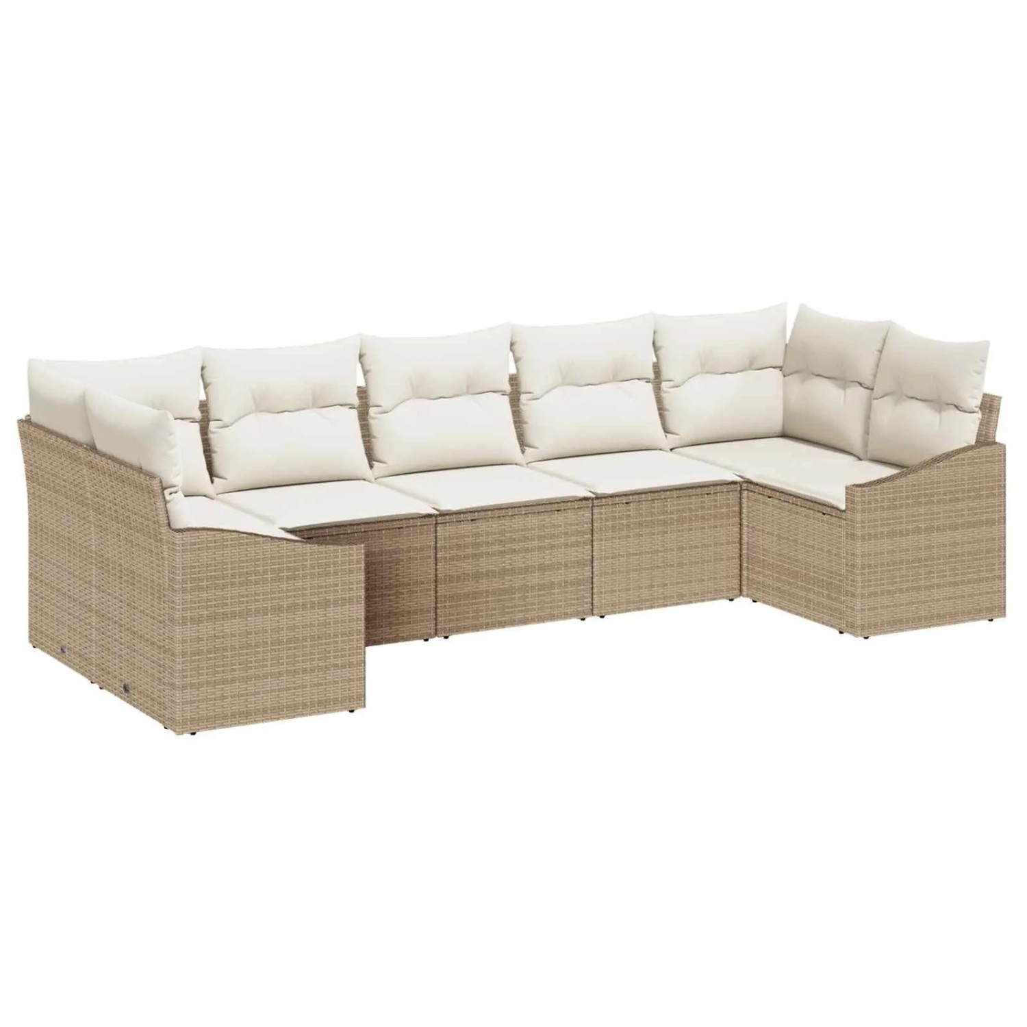 vidaXL Gartensofa-Set mit Speicher 7 Stk Beige und Creme Poly-Rattan 335554 günstig online kaufen