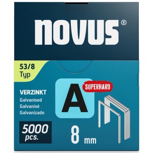 Novus Feindrahtklammern A 53, 8 mm, 5000 Stück, verzinkt, für Hand-, Elektro-, Akku- und Drucklufttacker.
