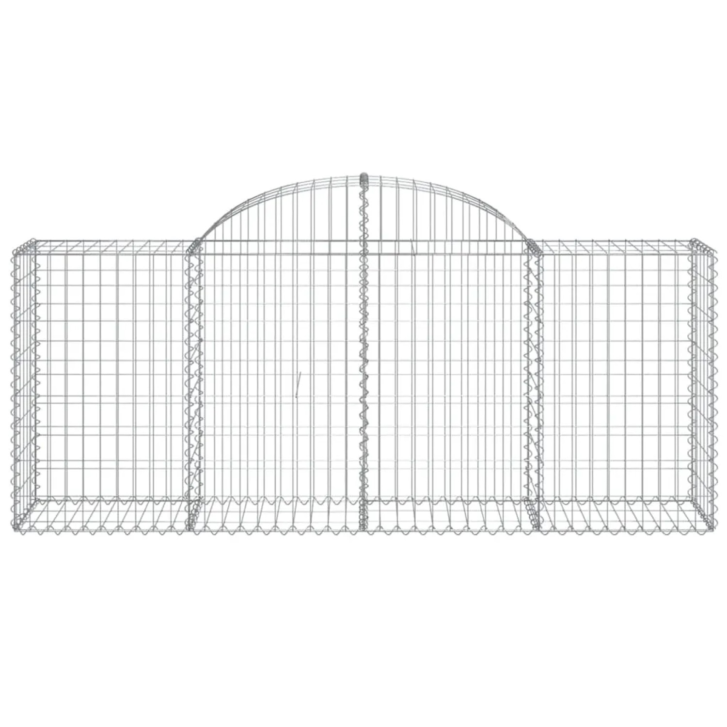 vidaXL Gabionen mit Hochbogen, 11 Stück, 200x50x80/100cm, aus verzinktem Eisen.