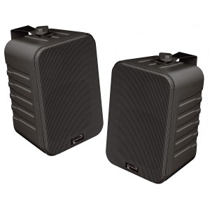 Dynavox 3-Wege Lautsprecher Paar, schwarz, mit Wand- und Deckenhalterung.